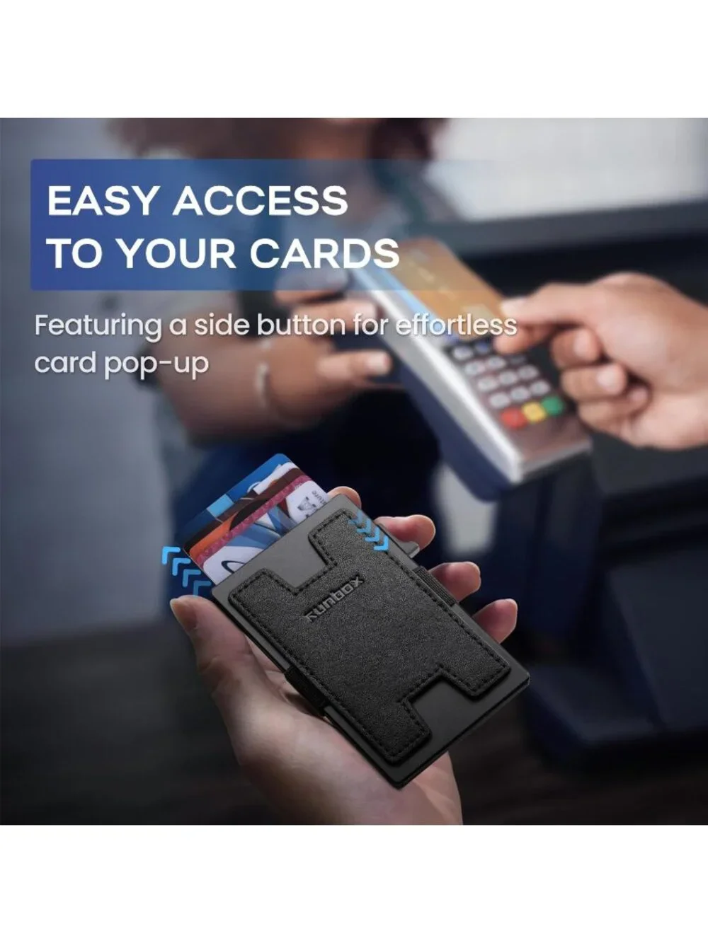 〽️ Men Zhirou Black Slim 6+6 Card Holder Minimalist RFID Blocking Wallet